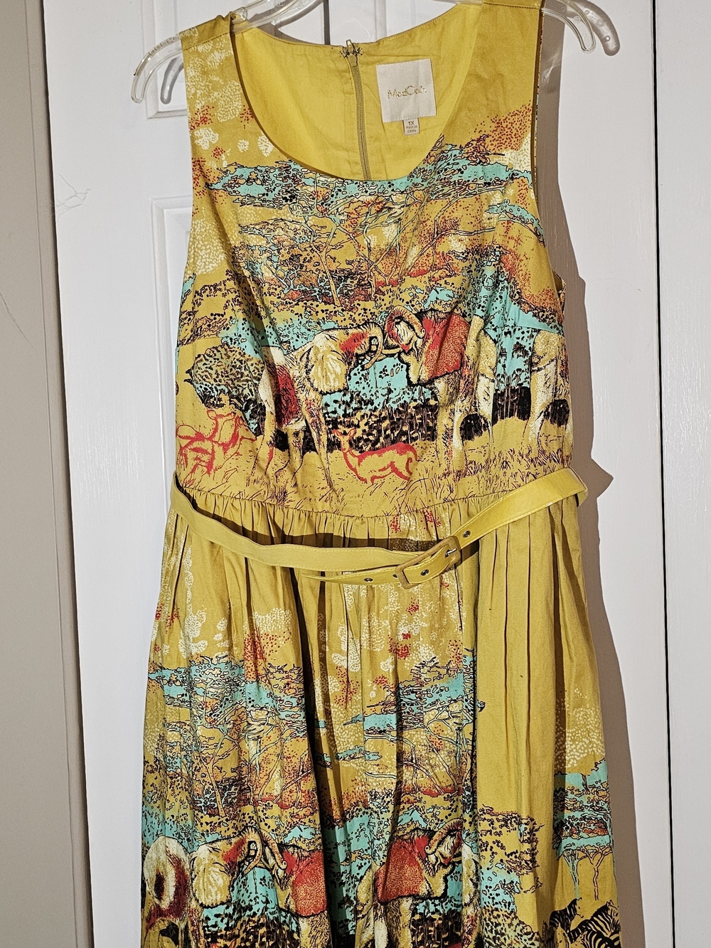 ModCloth Yellow Safari Print Dress with Multicolor Accents
